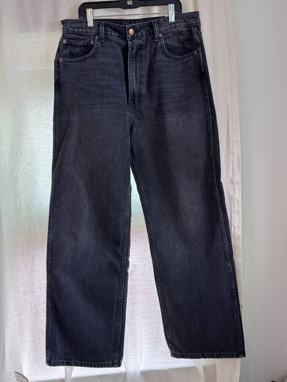 B SIDES Plain High Straight Jeans 30 Black Wash
